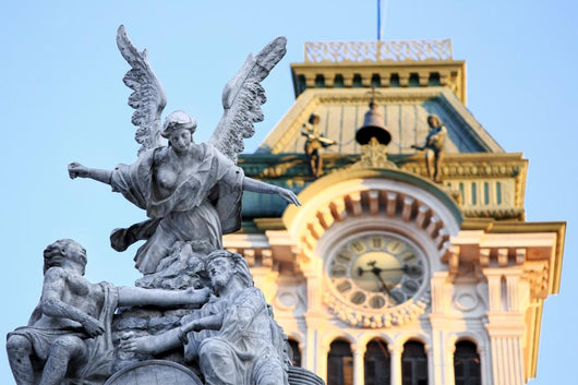 Detail Of Statues To Unit&atilde;  Square With Trieste Towen Hall In The Wall Decal
