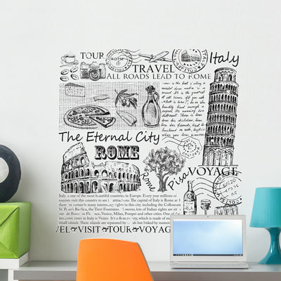 Rome Italy Wall Decal shown on a wall
