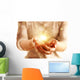 Hands with sparkler light isolated on white Wall Mural