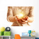 Hands with sparkler light isolated on white Wall Mural