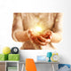 Hands with sparkler light isolated on white Wall Mural