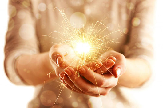 Hands With Sparkler Light Isolated On White Wall Decal