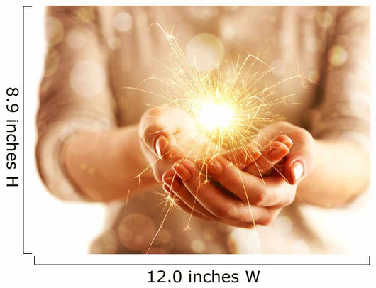 Hands with sparkler light isolated on white Wall Mural