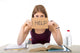 Student Girl Studying For University Exam Asking For Help Wall Decal