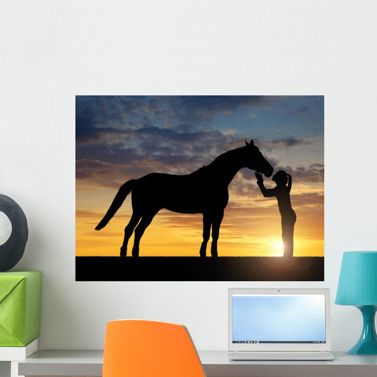 Silhouette Girl Giving Kiss Wall Decal
