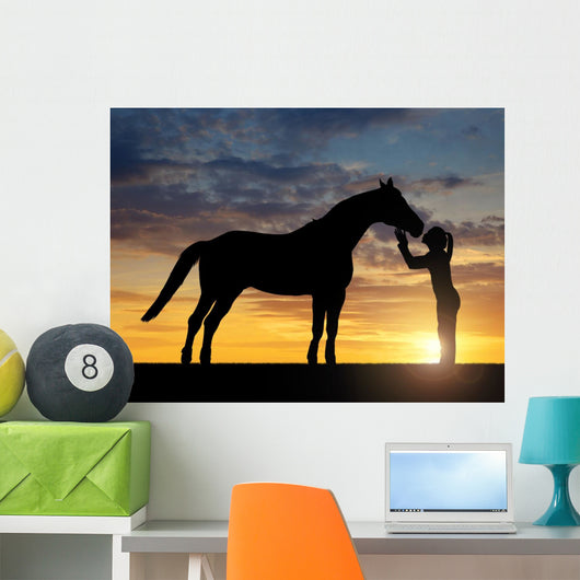 Silhouette Girl Giving Kiss Wall Decal
