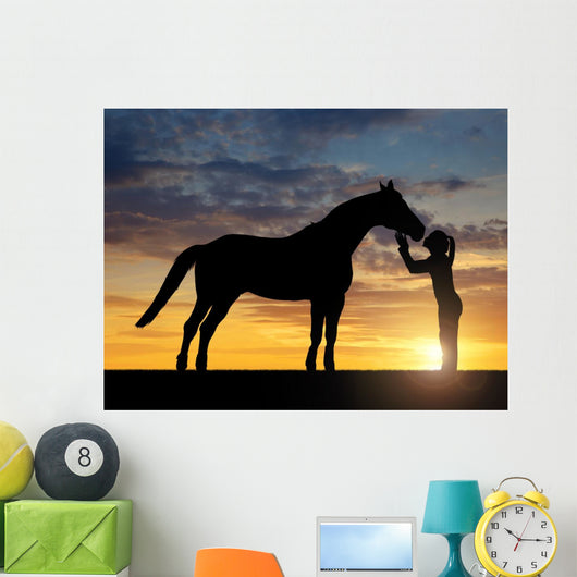 Silhouette Girl Giving Kiss Wall Decal