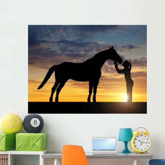 Silhouette Girl Giving Kiss Wall Decal