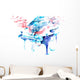 Watercolor Piano Birds Wall Decal