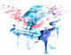 Watercolor Piano Birds Wall Decal