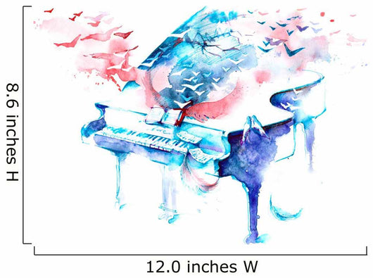 Watercolor Piano Birds Wall Decal