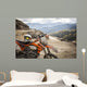 Dirty enduro motorcycle motocross helmet on road Wall Mural