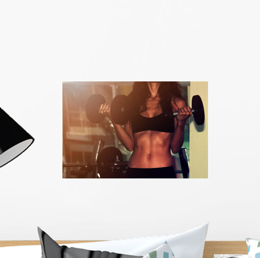 Fitness Woman with Dumbbells Wall Decal