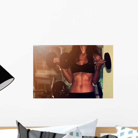Fitness Woman with Dumbbells Wall Decal
