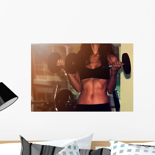 Fitness Woman with Dumbbells Wall Decal
