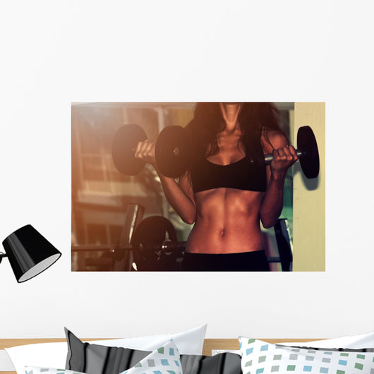 Fitness Woman with Dumbbells Wall Decal