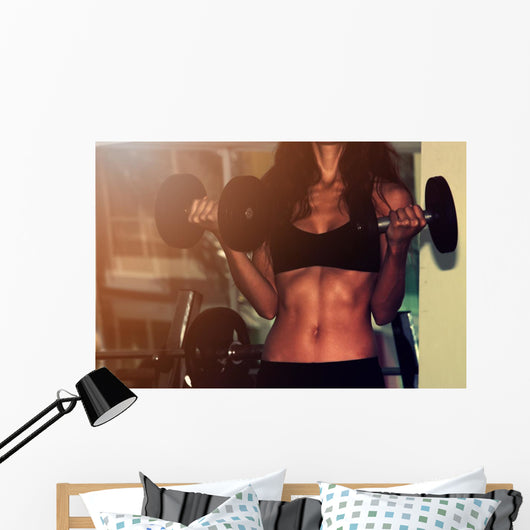 Fitness Woman with Dumbbells Wall Decal