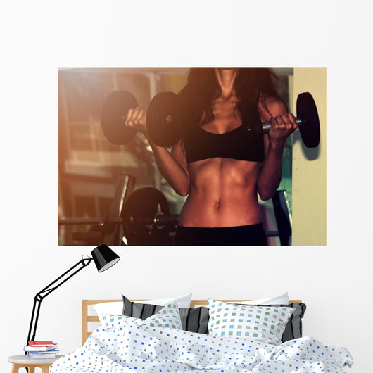 Fitness Woman with Dumbbells Wall Decal