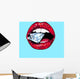 Bright lips holding diamond Wall Mural