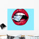 Bright lips holding diamond Wall Mural