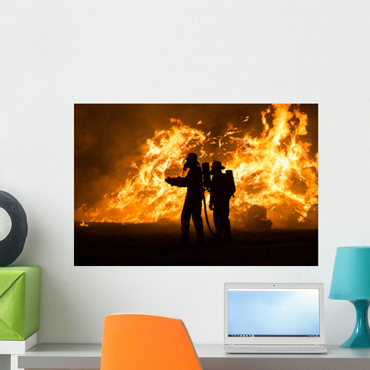 Flame Working Firefighters Wall Mural