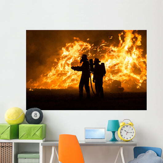 Flame Working Firefighters Wall Mural