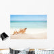 Sandy beach with blank paper for text Wall Mural