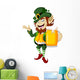 Happy Leprechaun with Beer Wall Decal
