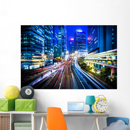 Hong Kong city night scenes Wall Mural