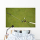 Golf club and golf ball on the putting green beside flag Wall Mural