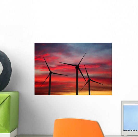 Wind generator turbines in sky Wall Mural