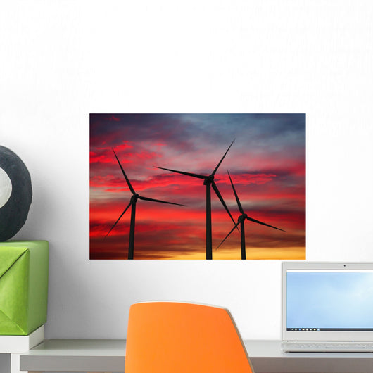 Wind generator turbines in sky Wall Mural