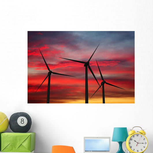 Wind generator turbines in sky Wall Mural
