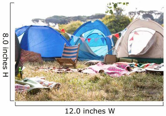 Empty campsite at music festival Wall Mural