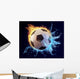 football in blue water splash and orange flame Wall Mural