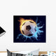 football in blue water splash and orange flame Wall Mural