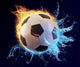 Football In Blue Water Splash And Orange Flame Wall Decal