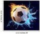 football in blue water splash and orange flame Wall Mural