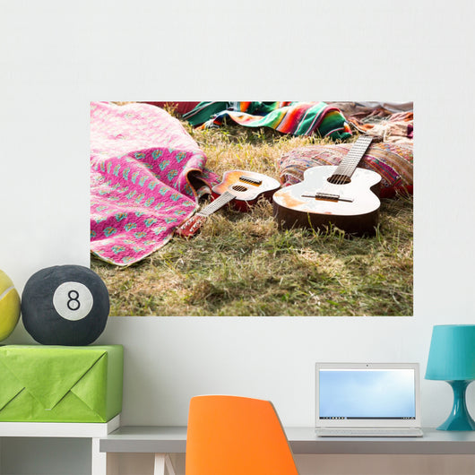 Empty campsite at music festival Wall Mural