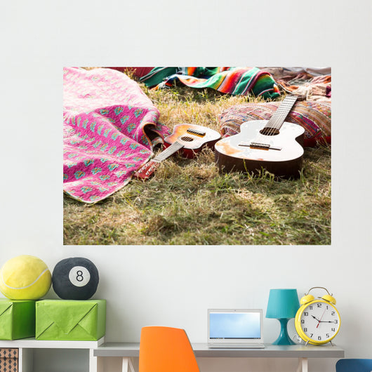 Empty campsite at music festival Wall Mural