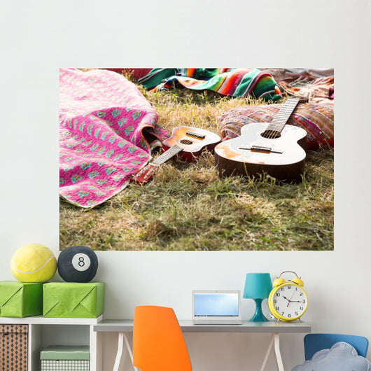 Empty campsite at music festival Wall Mural