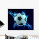 soccer ball spark with blue thunder Wall Mural