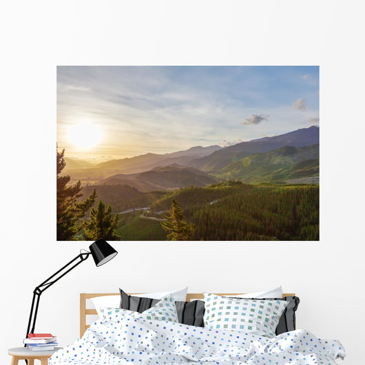 Green hills of Canterbury near Hanmer Springs, New Zealand Wall Mural