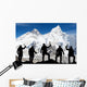 Mount Everest from Kala Patthar and silhouette of men Wall Mural