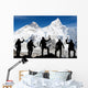Mount Everest from Kala Patthar and silhouette of men Wall Mural