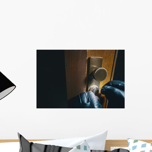 close up burglar picking a lock Wall Mural