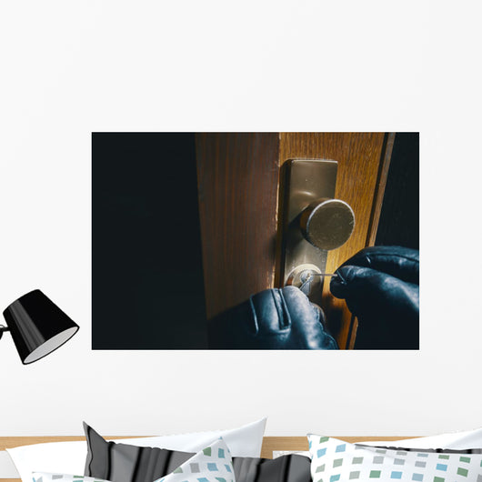 close up burglar picking a lock Wall Mural