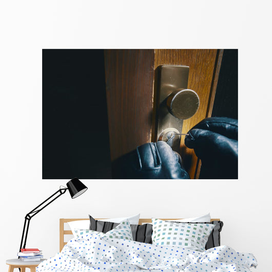 close up burglar picking a lock Wall Mural