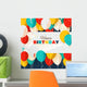 Happy Birthday greeting card in a flat style Wall Mural