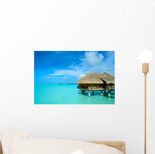 Luxury thatched roof honeymoon bungalow Wall Mural